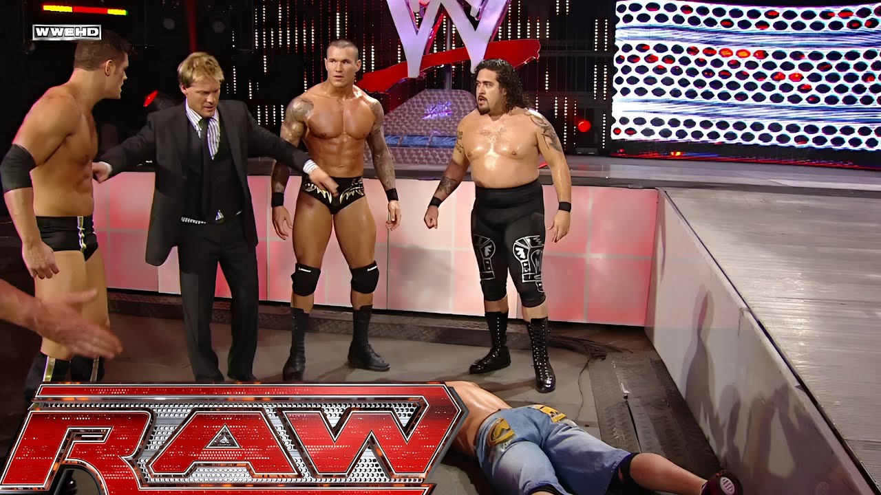Randy Orton, Chris Jericho, Cody Rhodes & Manu Attack John Cena RAW Dec 01,2008