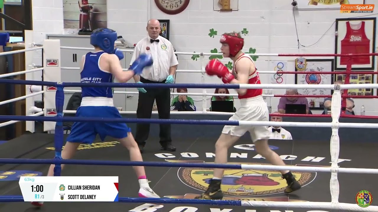 2024 National Junior 2 Championship: 63kg Cillian Sheridan (Gorey) v Scott Delaney (Marble City) background