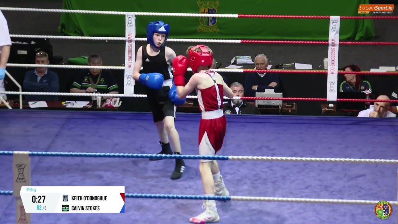 2024 National Senior Cadet Championship: 39kg K O’Donoghue (St Michaels Athy) v C Stokes (Olympic L) backdrop