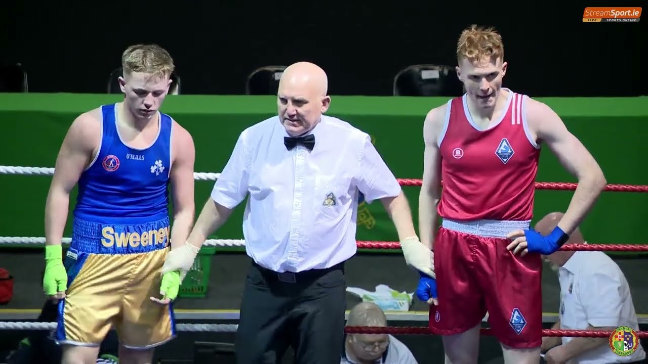 2024 National U18 Championship: 80kg Padraig Corduff (St Annes) V Johnny Sweeney (Olympic C) background