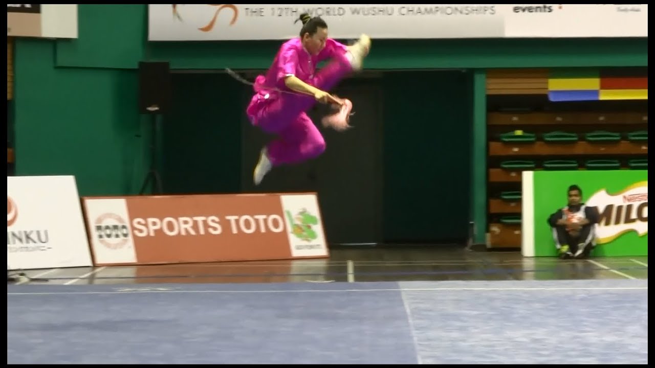 12th World Wushu Championships, Women Jianshu CHN Wencong Kan 阚文聪 9.72 background
