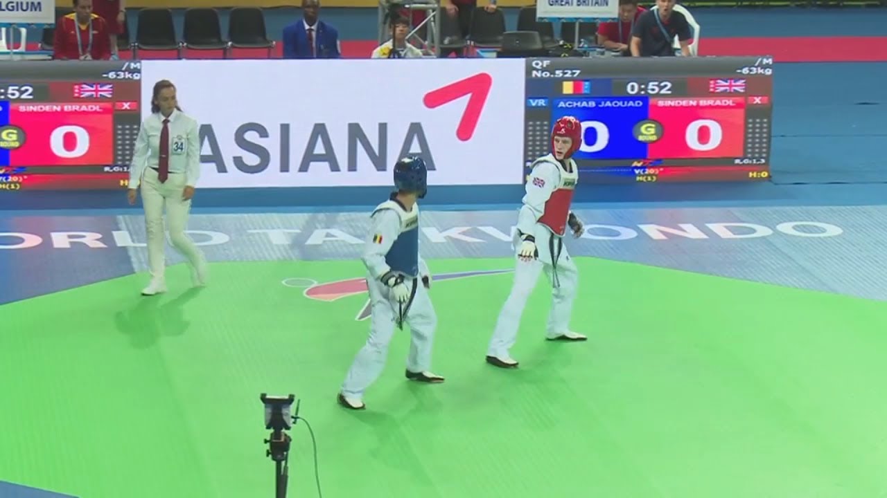 ACHAB Jouoad (BEL) vs SINDEN Bradly (GBR) M-63kg 2017 World Taekwondo Championships background