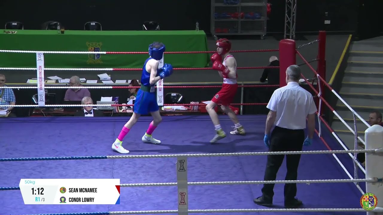 2024 National BG3 Championship: 50kg Sean McAnee (St JohnsU) v Conor Lowry (East Down) background