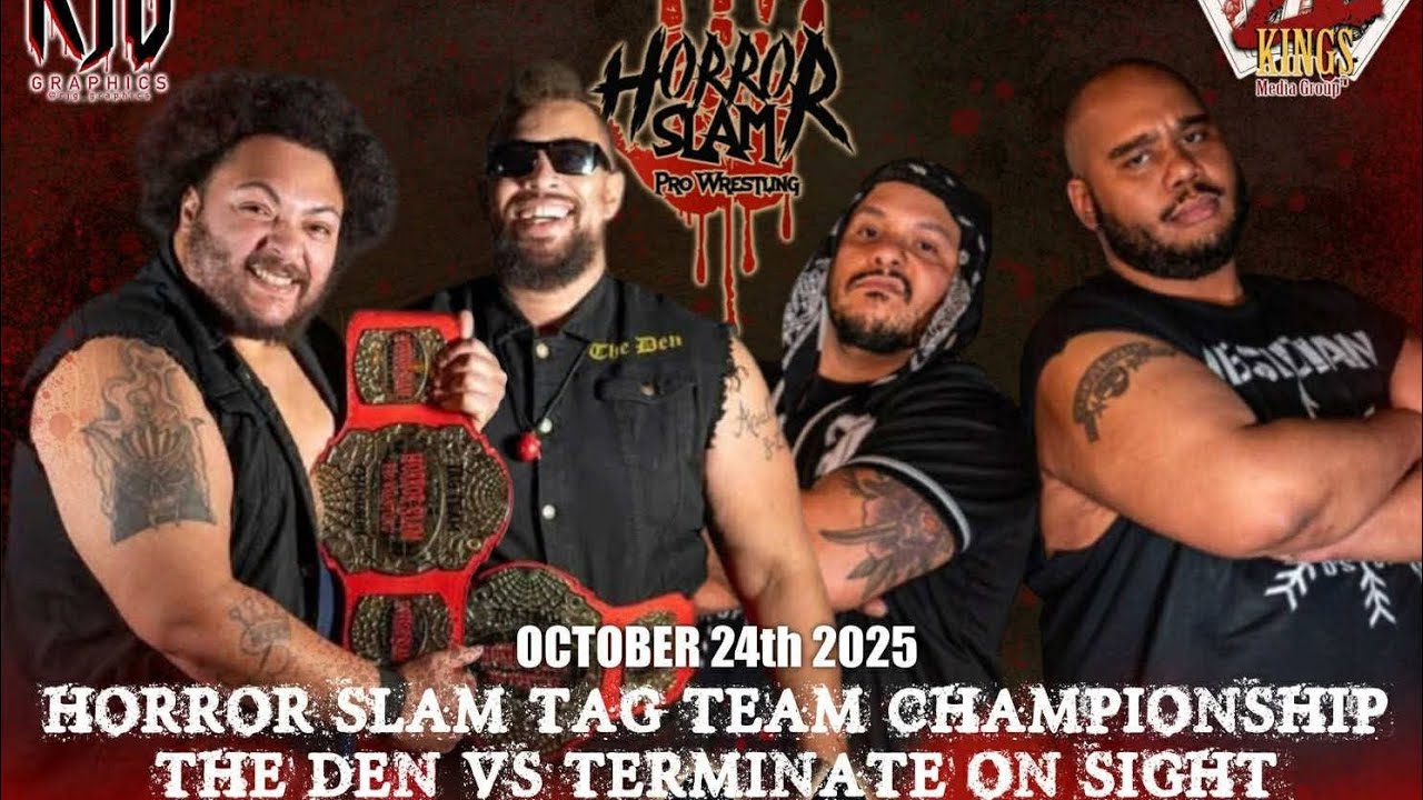Horrorslam: (Tag Team Deathmatch) (Horror Tag Team Championships) The Den vs. Terminate On Sight background