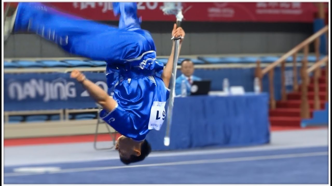 NANJING 2014 Wushu Tournament - Men Jianshu CAN Nima Rahnema 9.49 backdrop