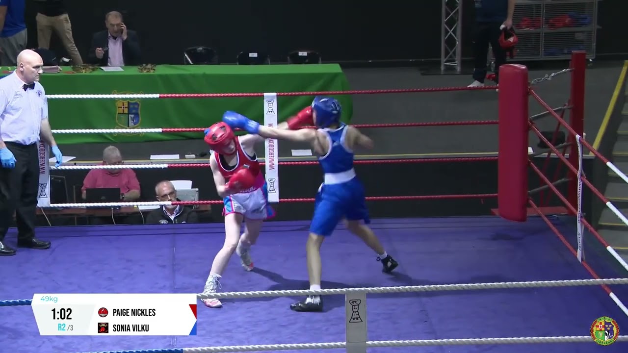 2024 National BG4 Championship: 49kg Paige Nickles (Banbridge) v Sonia Vilku (St Pappins) background