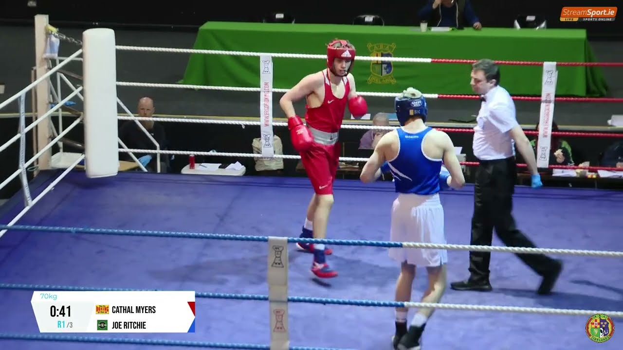 2024 National Senior Cadet C'ship: 70kg Cathal Myers (Sligo City) v Joe Ritchie (St John Bosco A) background
