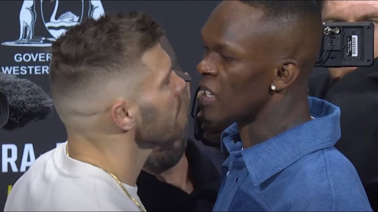 UFC 305 FACE-OFFS: Dricus du Plessis vs Israel Adesanya GETS HEATED background