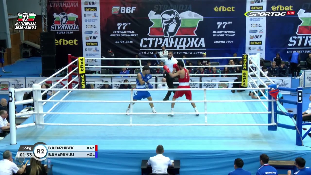 Bilguunsaikhan Kharkhuu (MGL) vs. Bagslan Kenzhebek (KAZ) Strandja Tournament 2026 QF's (55kg)