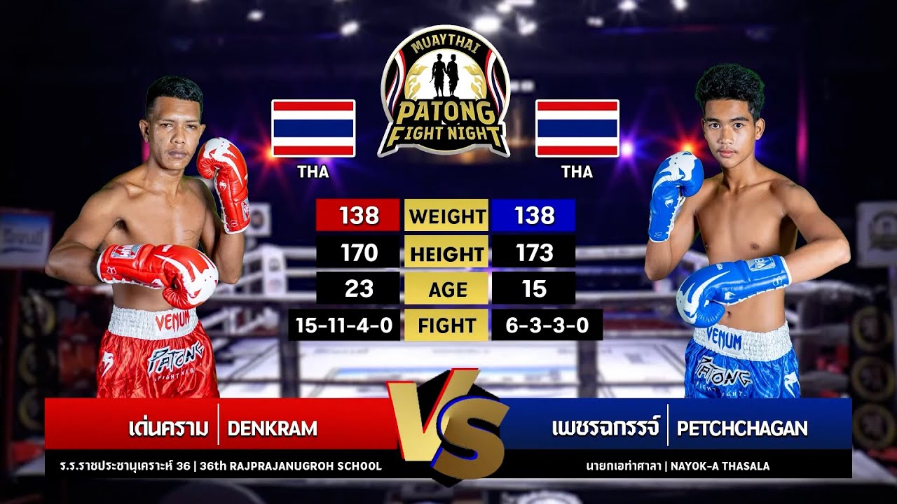 DENKRAM 36TH RAJPRAJANUGROH SCHOOL VS PETCHCHAGAN NAYOK A THASALA Patong Fight Night 1 MAY 2025 background