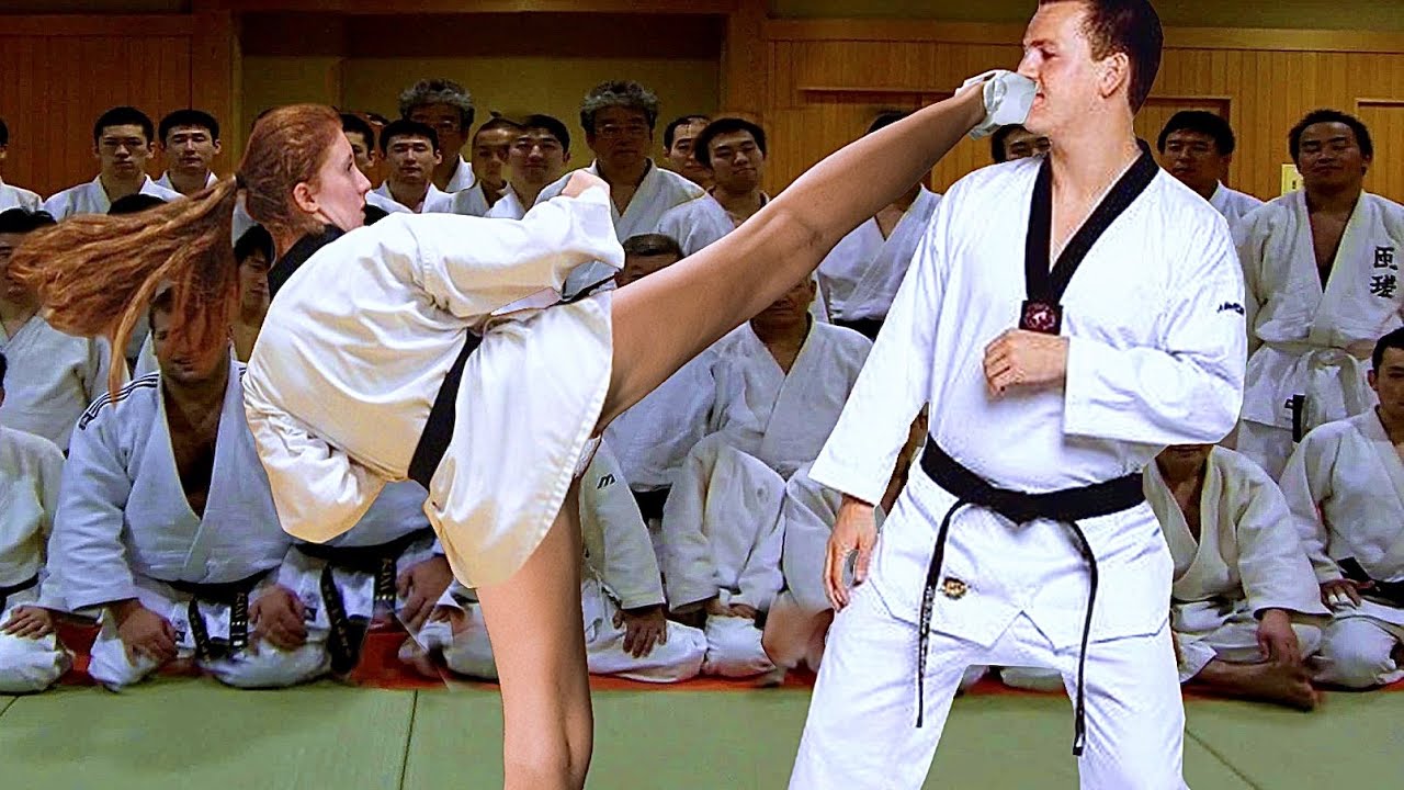 Female Fighters Destroying Men background