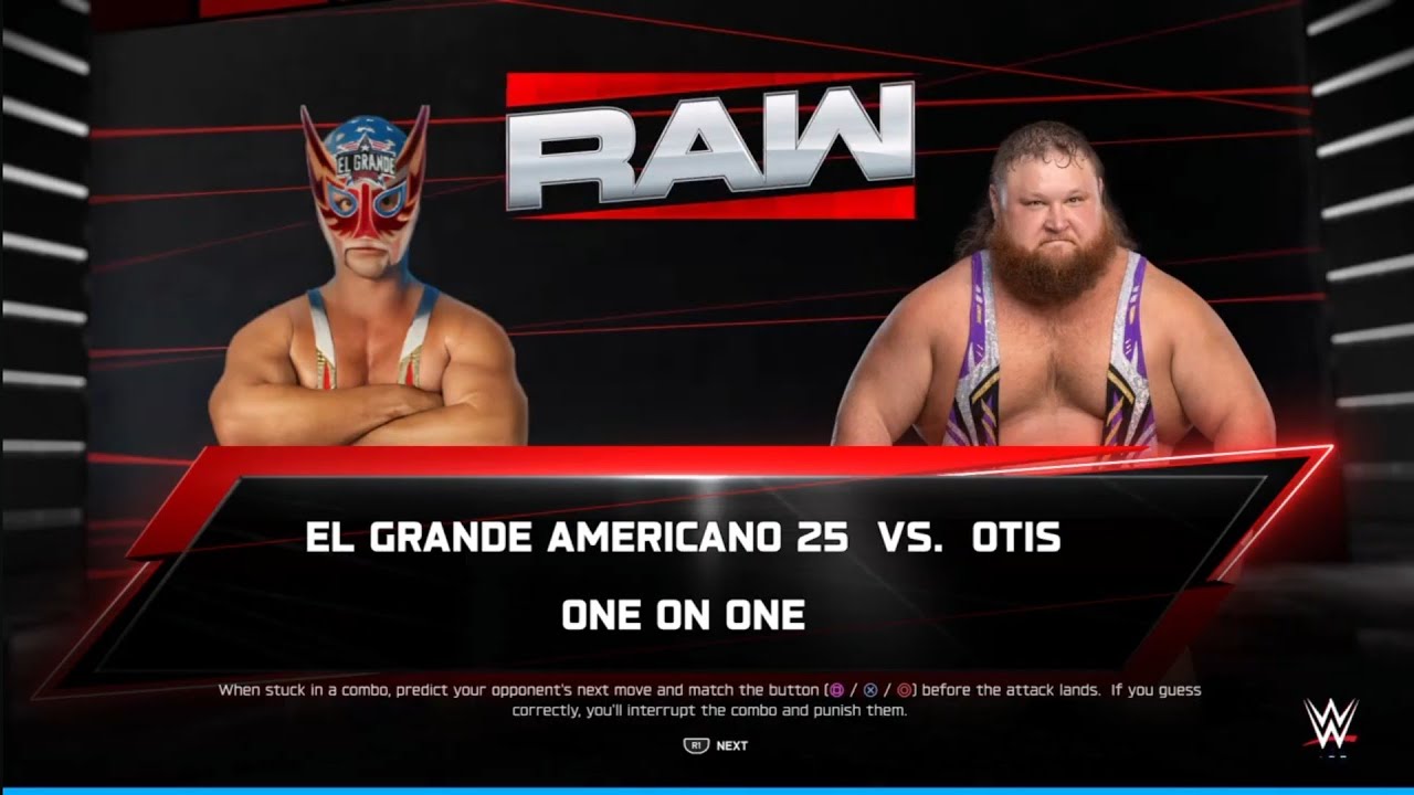El Grande Americano vs Ottis. Raw. WWE 2K25