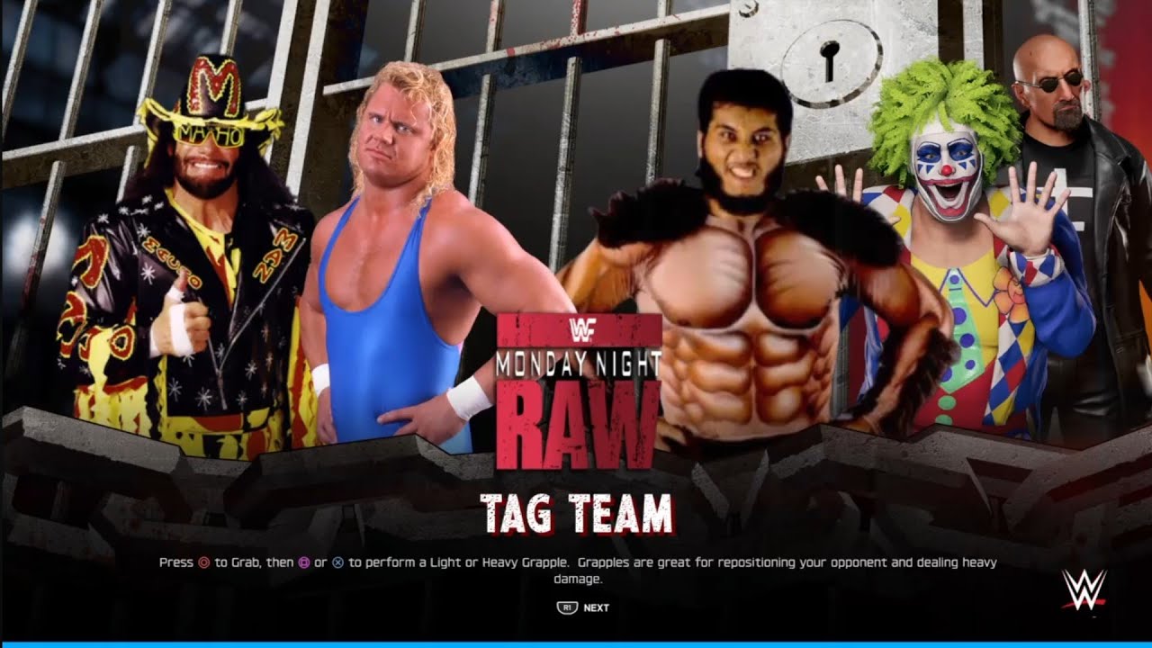 Macho Man & Mr Perfect vs Giant Gonzalez & Doink. Monday Night Raw. WWE 2K25