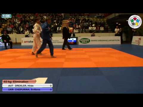 Judo Grand Prix Amsterdam 2011: -63kg DREXLER, Hilde (AUT) - CHEPURINA, Svitlana (UKR) background