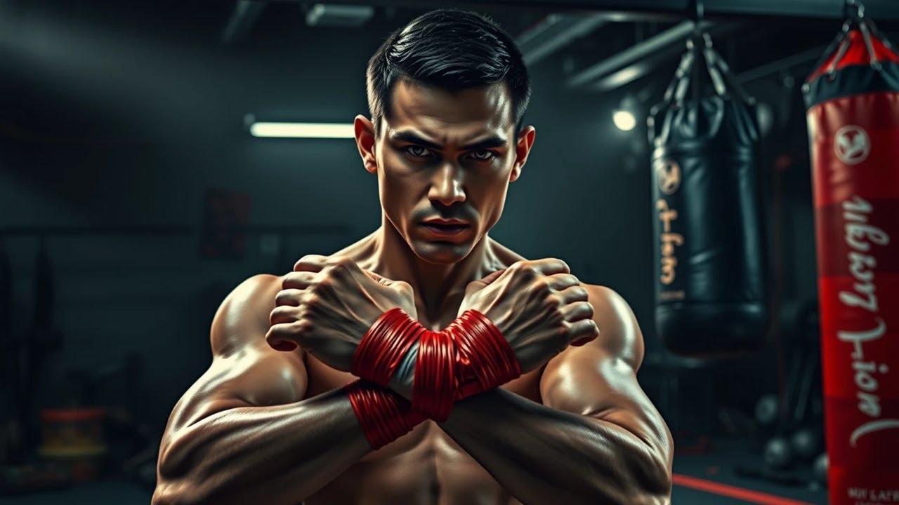Muay Thai Gym Workout: Strength Resistance Bands & Heavy Bag Drills (Thailand) backdrop