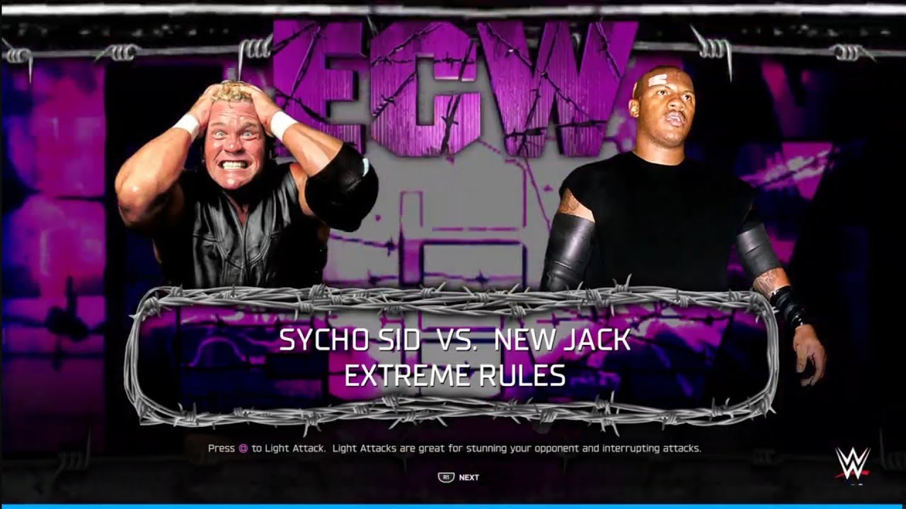 Sycho Sid vs New Jack. Extreme Rules. ECW. WWE 2K25