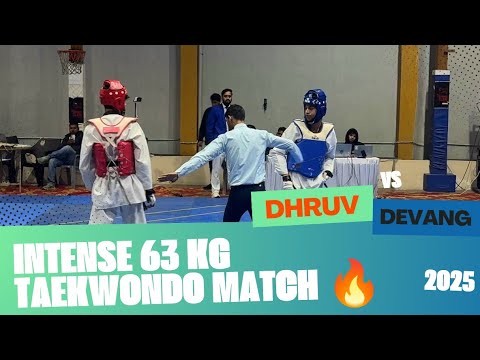 Intense 63 Kg Taekwondo Match 🔥 | Dhruv 🔴 vs Devang 🔵 | Federation Cup Jaipur 2025 #taekwondo #63kg 
