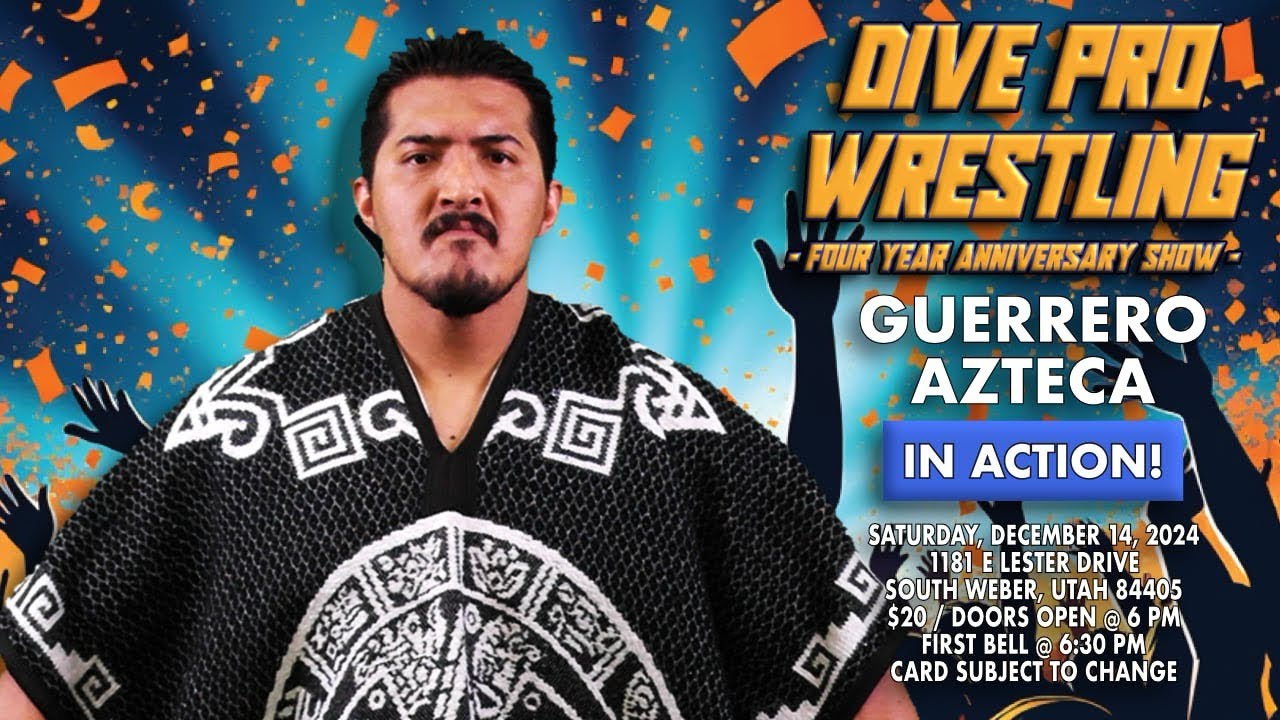 Guerrero Azteca in action: Dive Wrestling 4 year anniversary