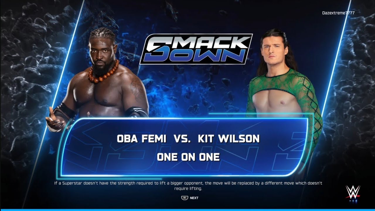 Oba Femi vs Kit Wilson. Smackdown. WWE 2K25