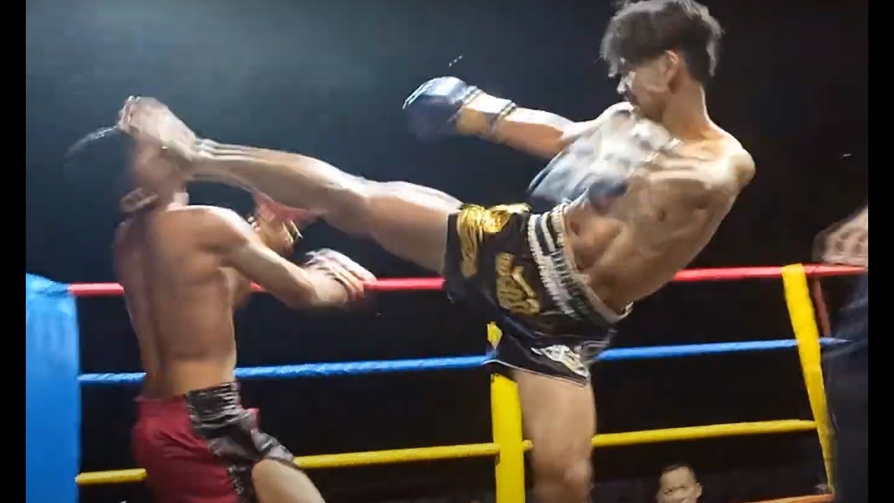 Got kicked in the head brutally during amateur village fights in Thailand background