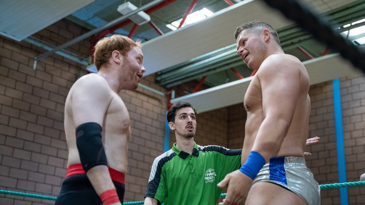 Full Match - The Bad Guys & The Bais Vs. Govan Team, E-Town & Ross Hauser - Titanic Wrestling background