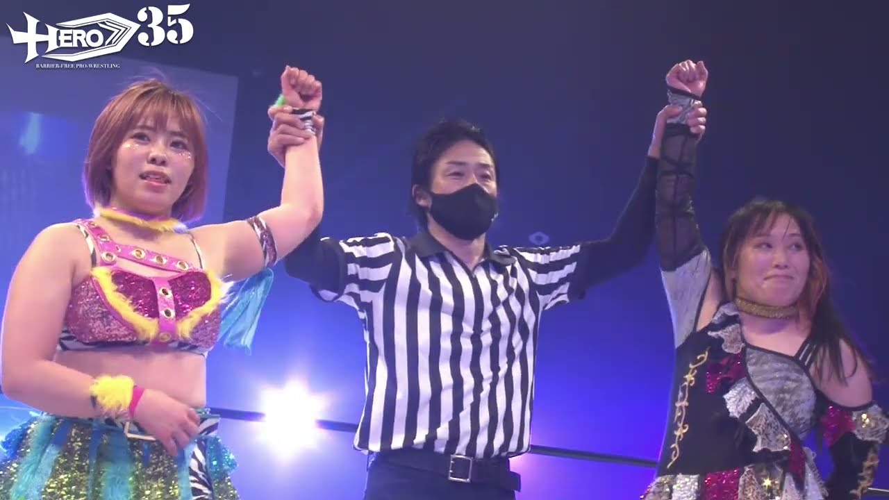 HERO35第3試合 佐藤綾子&桃野美桜VS真琴&エチカ・ミヤビ background