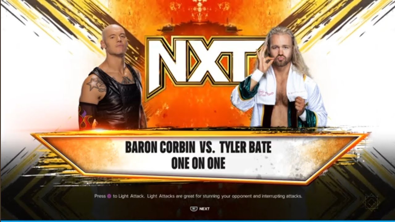 Baron Corbin vs Tyler Bate. NXT. WWE 2K24