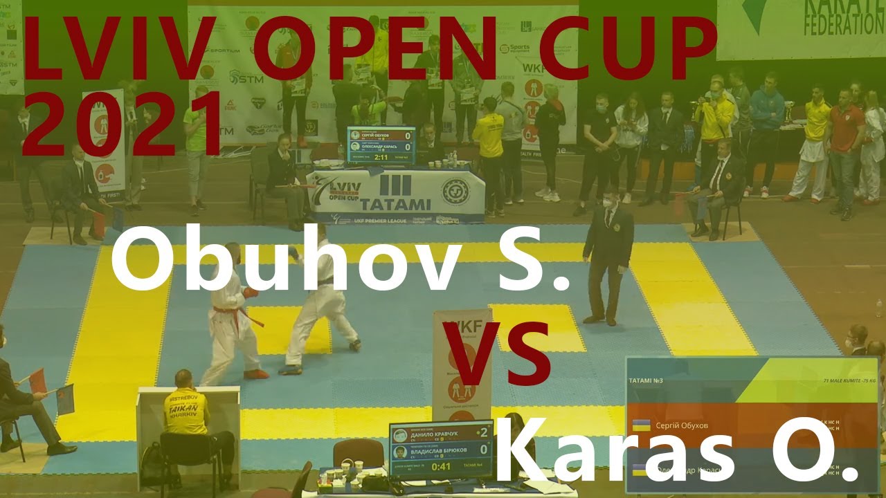 UKF Premier League. LVIV OPEN CUP 2021. Obuhov S. - Karas O. Male kumite -75 kg background