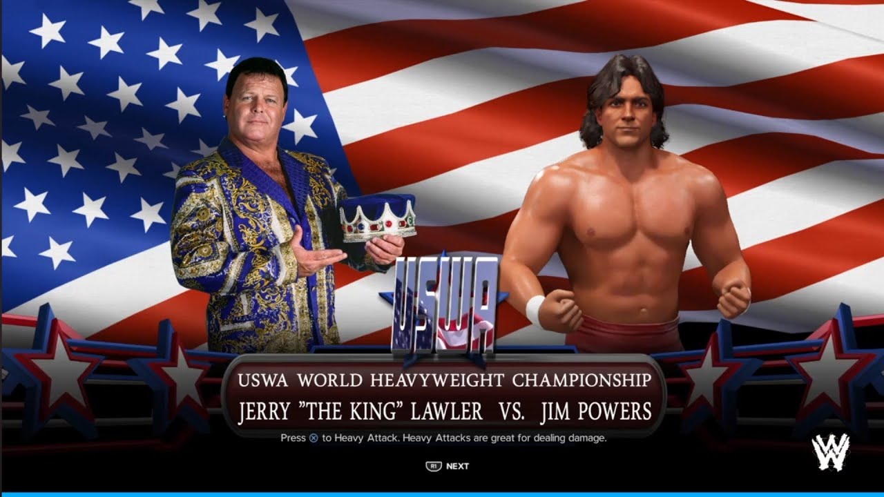 Jerry Lawler vs Jim Powers. USWA. WWE 2K24 background