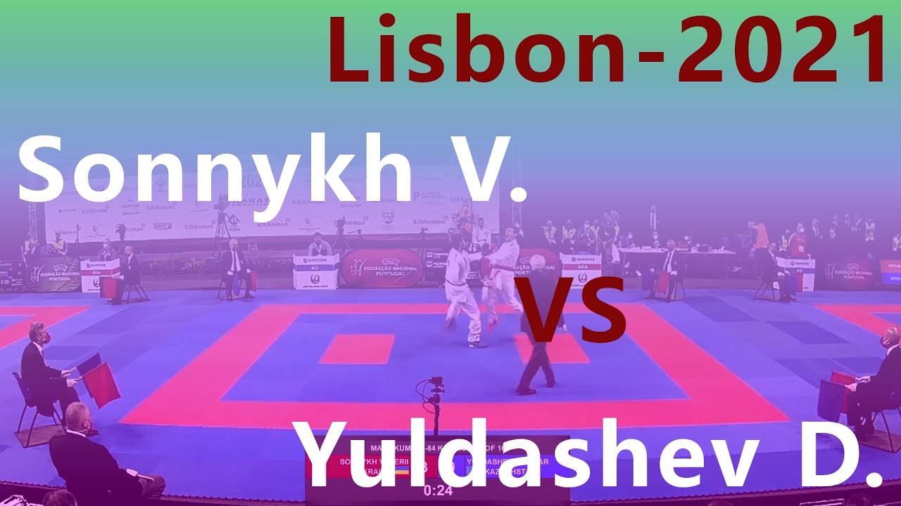 Karate 1. Premier League. Lisbon 2021. Sonnykh Valerii - Yuldashev Daniyar. Male kumite -84 kg background