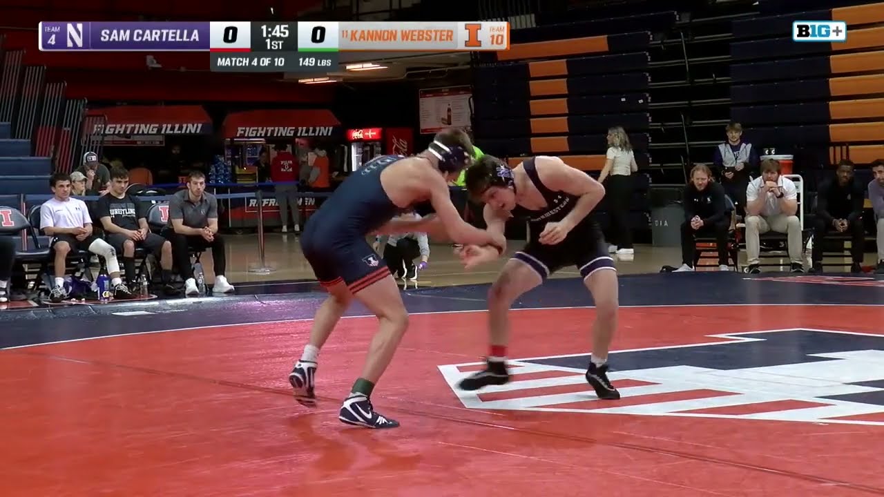 149lbs Northwestern's Sam Cartella vs. Illinois' Kannon Webster | Big Ten Wrestling