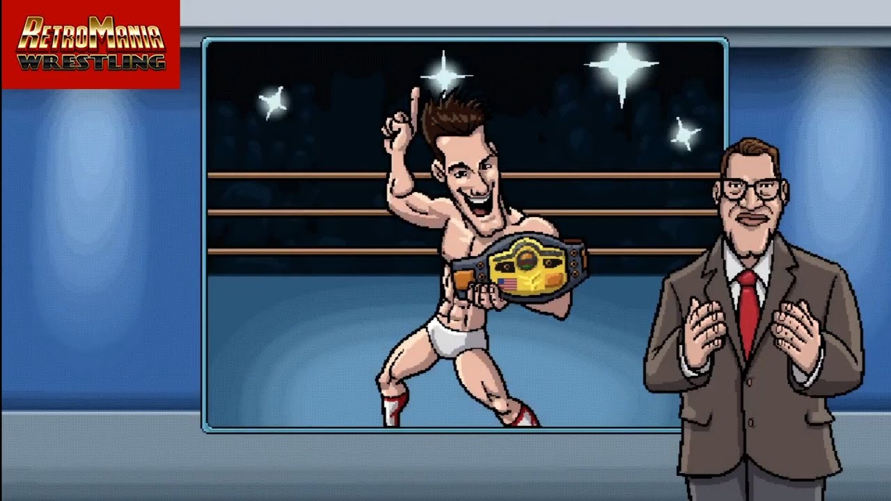 Zack Sabre Jr wins the World Championship. RetroMania Wrestling background
