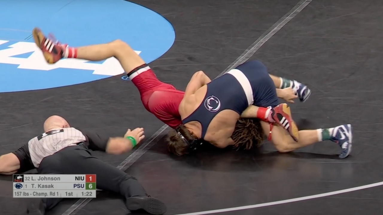 157lbs Tyler Kasak (Penn State) fall Landen Johnson (Northern Illinois)