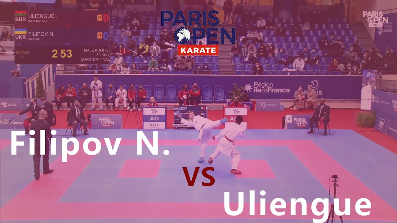 Paris Open Karate 2022. Filipov Nikita - Uliengue. Male kumite -60 kg backdrop