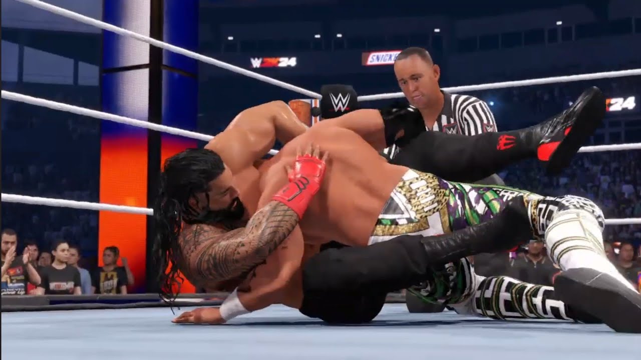Will Ospreay vs Roman Reigns WrestleMania. WWE 2K24 background