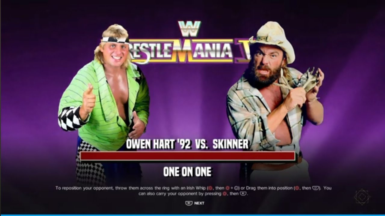 Owen Hart vs Skinner. WrestleMania 8. WWE 2K24