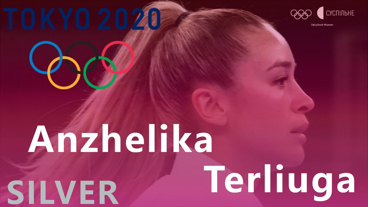 Tokyo 2020 Olympics. Anzhelika Terliuga. Silver medalist of the Olympics background