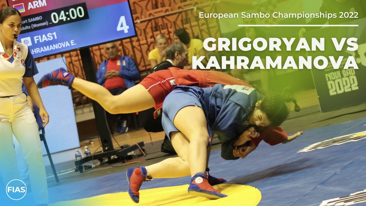 GRIGORYAN Varsik vs KAHRAMANOVA Elmira. Women 54 kg. European SAMBO Championships 2022 background