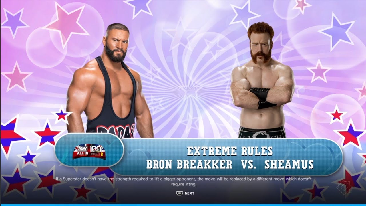 Bron Breakker vs Sheamus Street Fight. WWE All In London 24. WWE 2K24 background