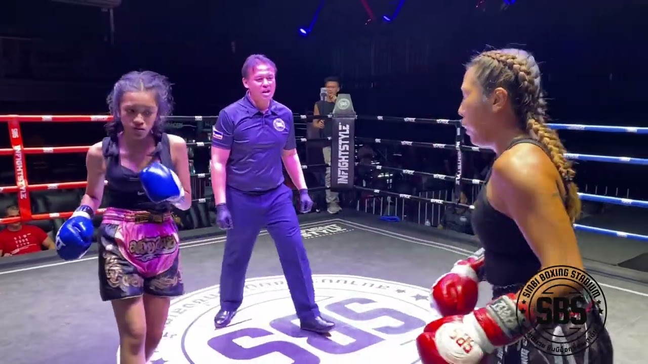 Daphne Sinbi Muay Thai 🇵🇭 (red) v Usaninoy S.Sakchay🇹🇭 (blue) background