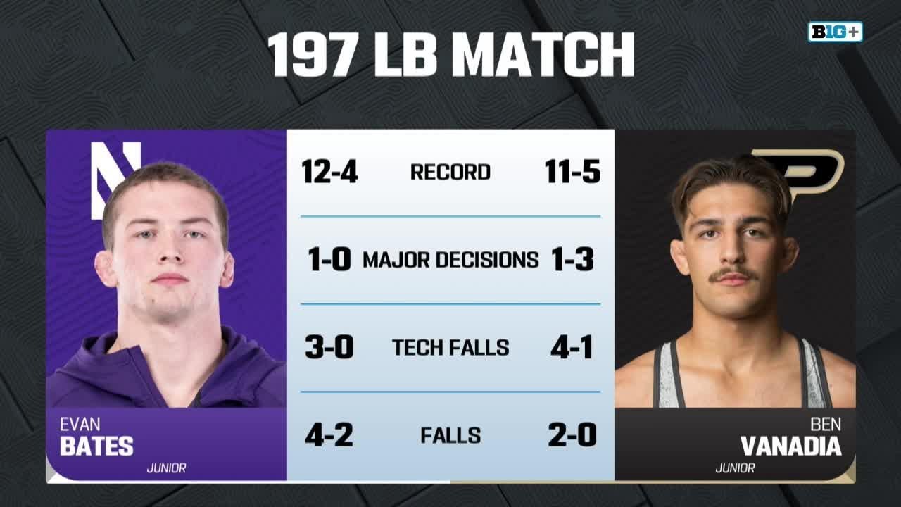 197 LBs: Purdue's Ben Vanadia vs Northwestern's Evan Bates | Big Ten Wrestling | 01/10/2025