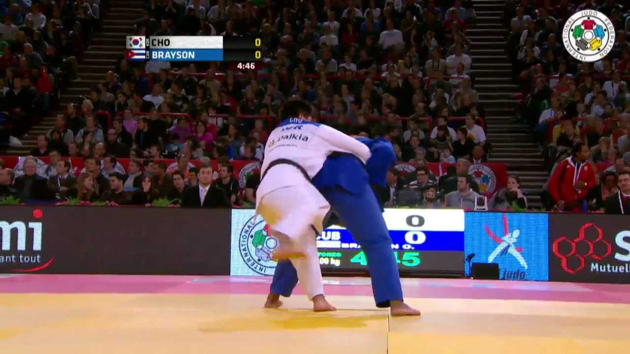 Judo Grand Slam Paris 2013: +100kg CHO, Guham (KOR) - BRAYSON, Oscar (CUB) background