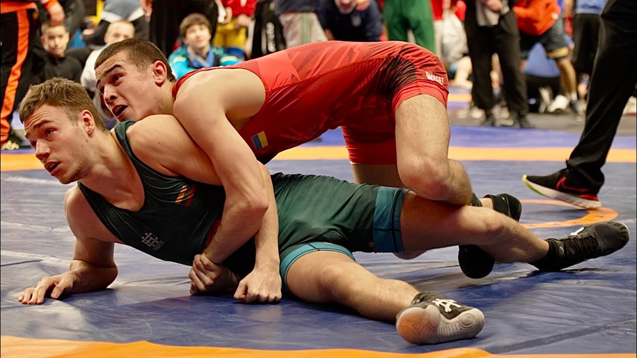 U20 Viktor Borohan (UKR) vs Rutas Prijanciuk (LTU) 61kg. Freestyle men wrestling. B-cam-man backdrop