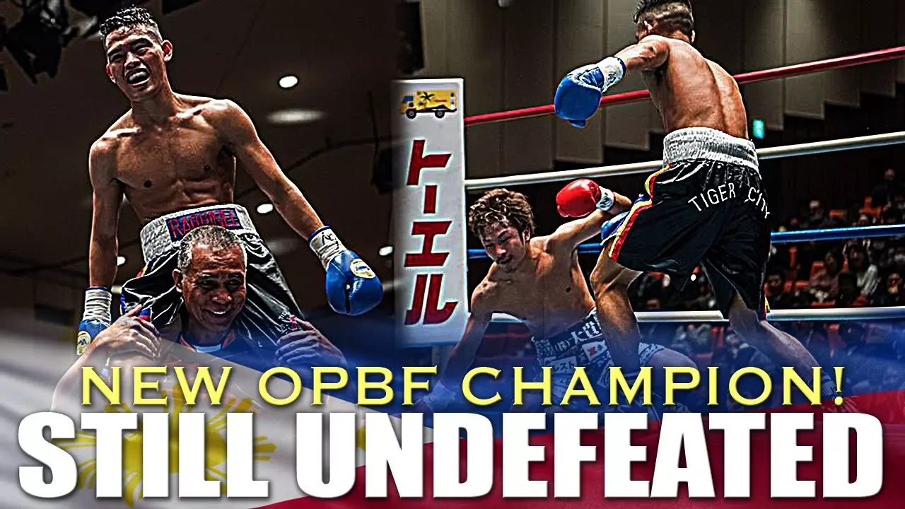 RAQUINEL DEFEATS NAKAYAMA FOR THE OPBF FLYWEIGHT TITLE IN JAPAN background