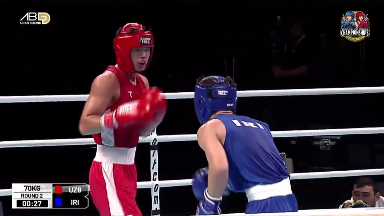 Abdulaziz Jurakulov (UZB) vs. Mohammad Saleh Misbahi (IRI) Asian U19 Championships 2025 SF's (70kg) backdrop