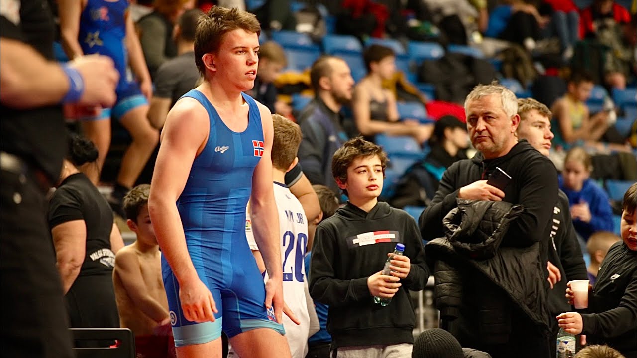 U20 Arsenijs Sevcenko (EST) vs Lars Letvik (NOR) 72kg. Greco-roman men wrestling. B-cam-man