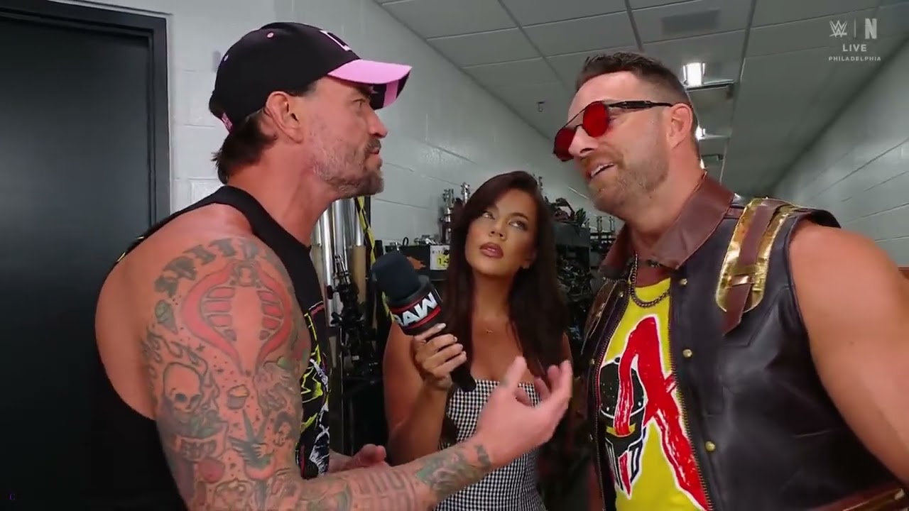 CM Punk and LA Knight backstage segment WWE RAW 18 AUGUST 2025