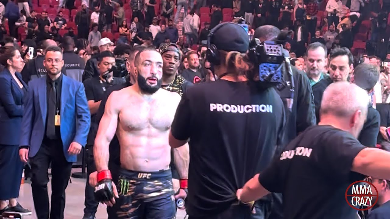 FRUSTRATED Belal Muhammad leaves cage following loss to Jack Della Maddalena at UFC 315