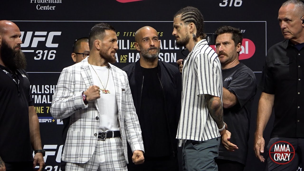 Merab Dvalishvili & Sean O'Malley 2 FACE OFF for UFC 316 background