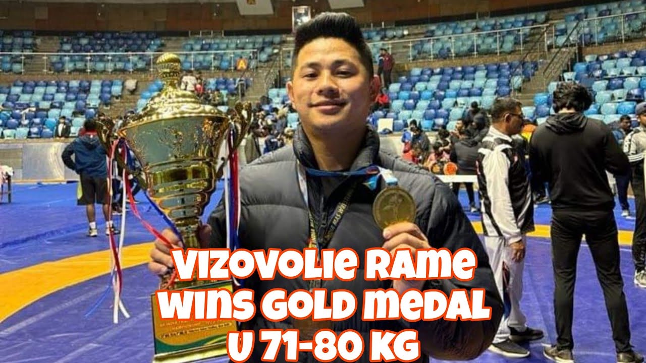 Vizovolie Rame wins Gold medal in All India Traditional wrestlings National championship 2023-24. backdrop